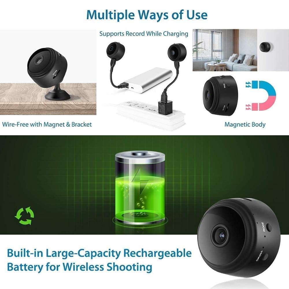 TECHNOVIEW Wireless WiFi, HD 1080p Mini Portable Security Camera,