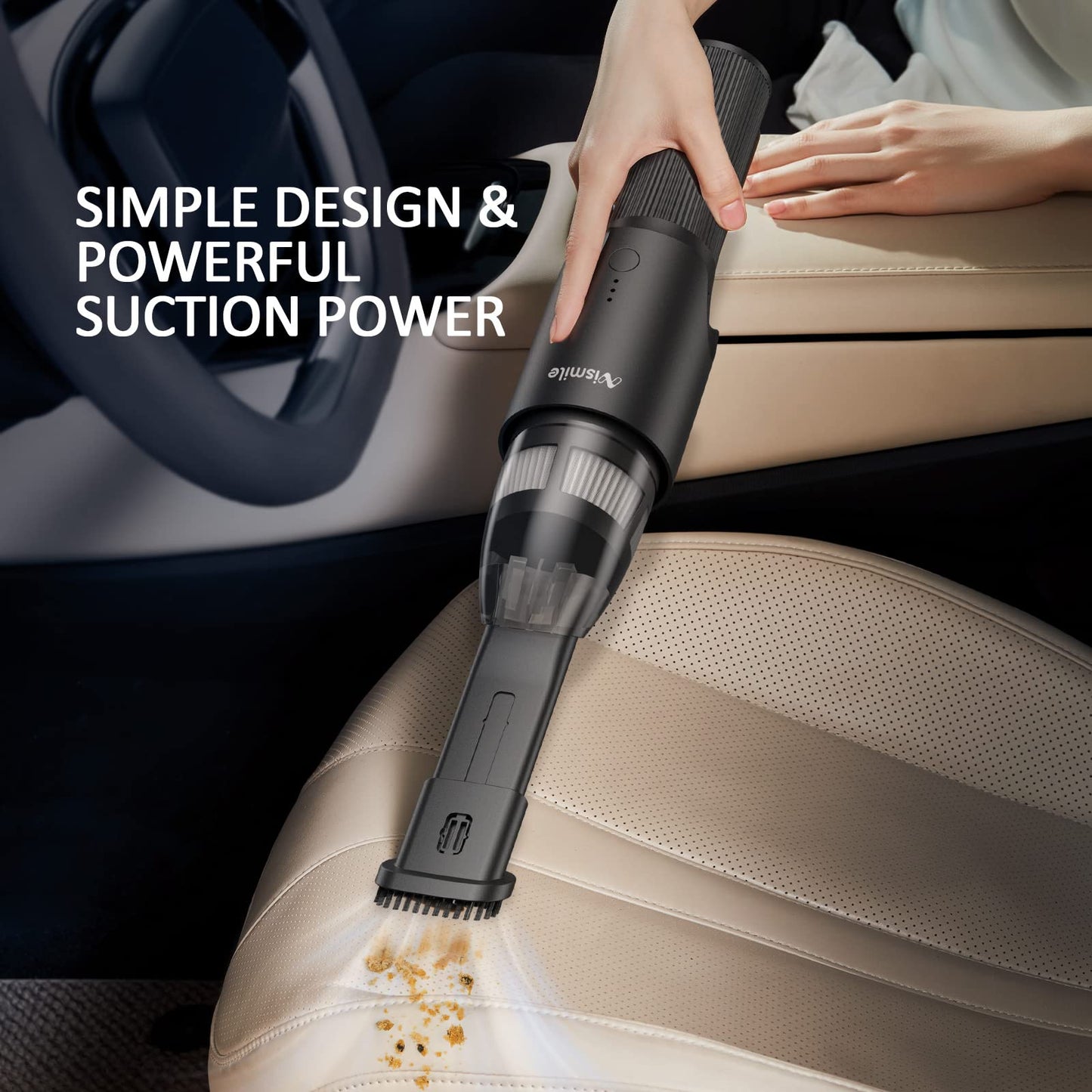 3 in 1 High Power Vacuum Cleaner Portable 18000PA Wireless Car Vacuum Cleaner with 12500mAh Battery Small Handheld Vacuum Cleaner for home 12500mAh Large capacity battery】:Large capacity battery brings long runtimes,The 12500mAh battery can ensure the vac