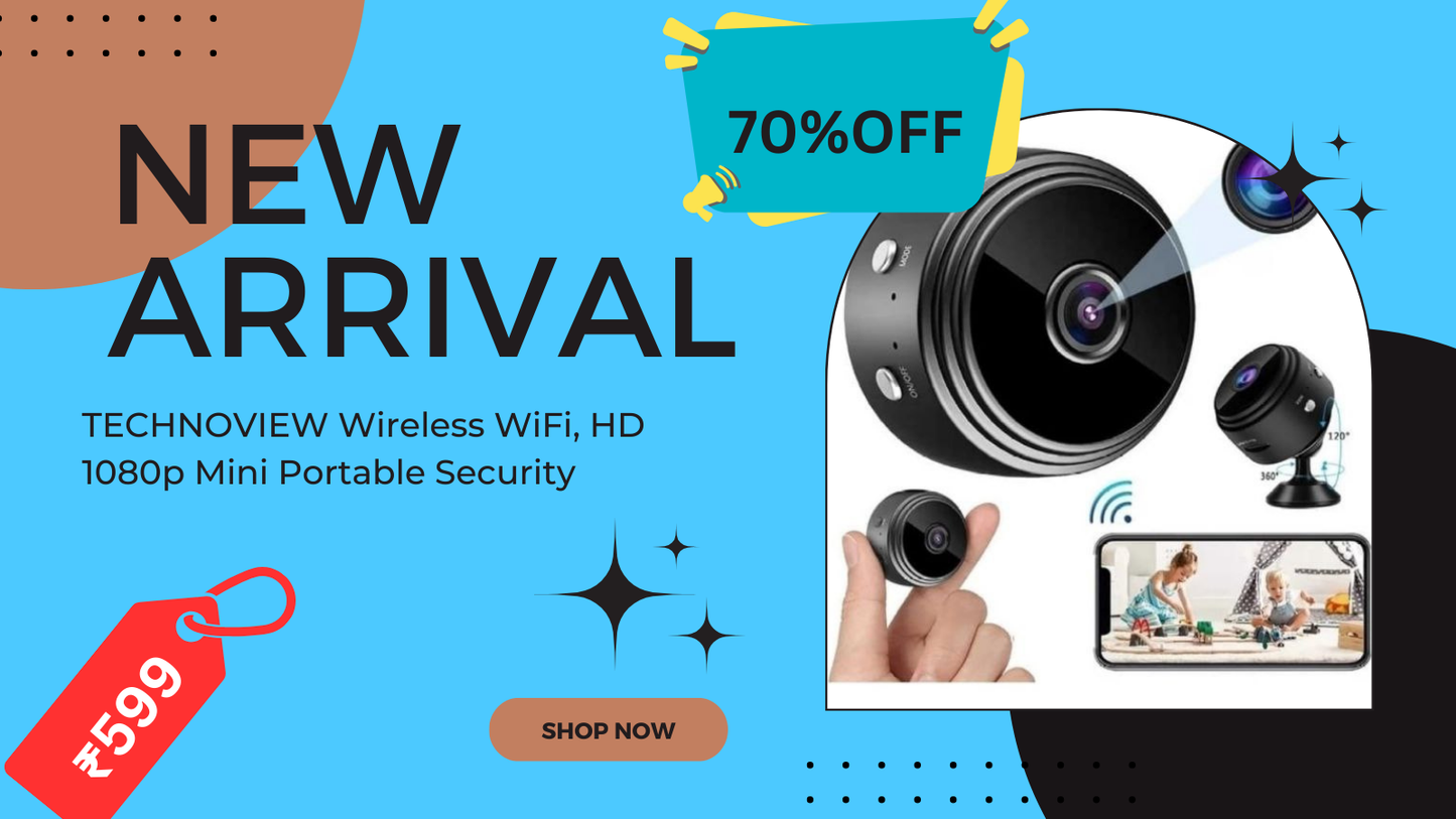 TECHNOVIEW Wireless WiFi, HD 1080p Mini Portable Security Camera,